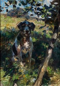 Jagdhund Unter Jungem Baum by Heinrich von Zuegel