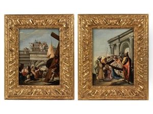 Der Gefangen Genommene Jesus Wird Dem Volk Vorgefuhrt (+ Jesus Wird Das Kreuz Aufgelegt (pair) by Francesco Zugno the Younger