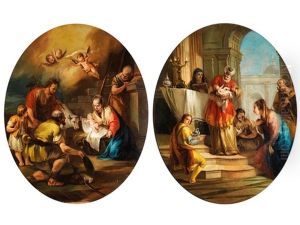 Anbetung Des Kindes Im Stall Von Bethlehem (+ Darbringung Im Tempel; Pair)