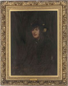 Portrait Of Fedalma, Half-length, In A Black Dress by Robert Brough