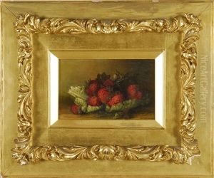 Still Life Of Strawberries On A Bed Of Lettuce