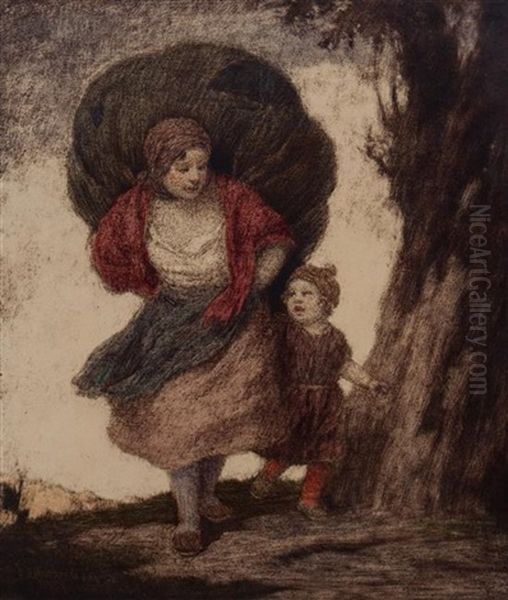 Mother And Child On The Road - view 1