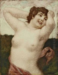 Halbakt Einer Lachenden Jungen Frau by Ludwig Von Zumbusch