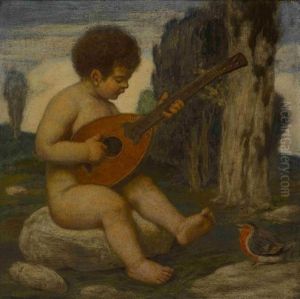 Musizierender Putto by Ludwig Von Zumbusch