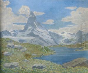 Das Matterhorn Mit Dem Riffelsee by Ernst Theodor Zuppinger