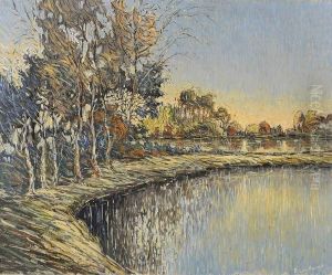 Bord D'etang Au Soleil Couchant