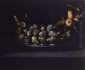 Plums And Crab Apples On A Plate On A Ledge