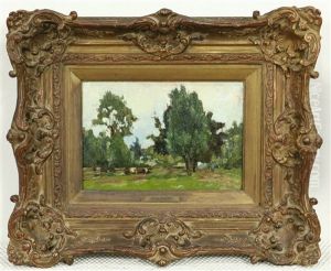 Weidelandschap Met Boer En Koeien by Willem de Zwart