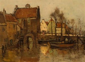 Boats On The Canal by Willem de Zwart