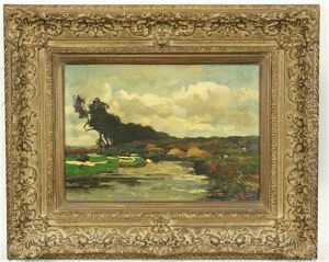 Landschap Met Rivier En Koeien by Willem de Zwart