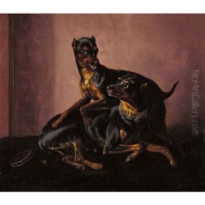 Zwergpinscherpaar by Johann-Baptist Zwecker