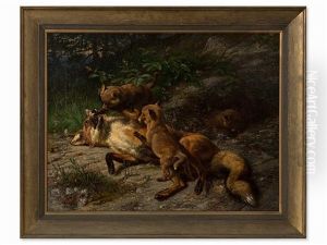 Playing Foxes by Johann-Baptist Zwecker