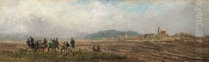 Jagdgesellschaft Vor Einem Dorf by Anton Zwengauer the Elder
