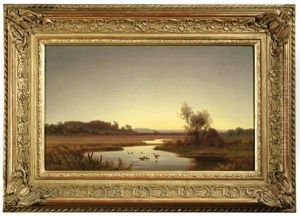 Moorlandschaft Bei Sonnenuntergang by Anton Zwengauer the Elder