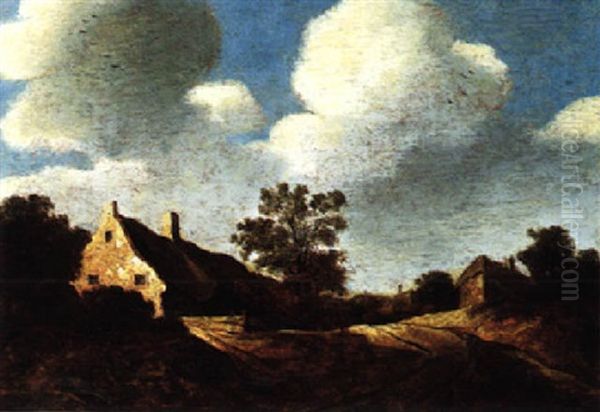 A Dune Landscape With Sunlit Houses Along A Track - view 1