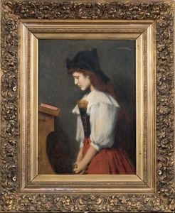 Jeune Fille A Sa Lecture, Circa 1880 by Marie Augustin Zwiller