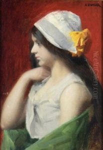 Halbblidnis Einer Jungen Frau Im Profil Nach Links by Marie Augustin Zwiller