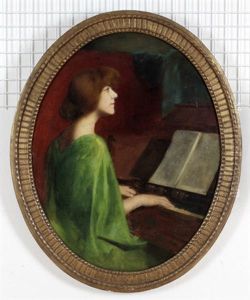 Junge Frau Am Harmonium
