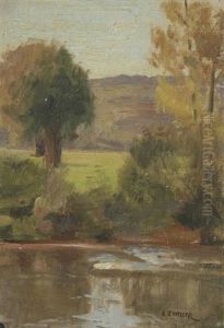 Paysage De Campagne - La Riviere (2 Works) by Marie Augustin Zwiller