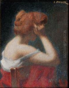 Jeune Femme Accoudee Sur Une Chaise by Marie Augustin Zwiller