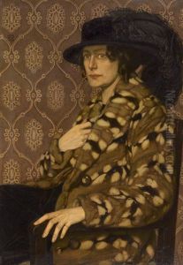 Bildnis Der Adele Zwintscher Im Hamsterpelz by Oskar Zwintscher