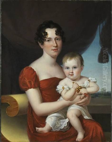 Portrait of Mrs. Nathaniel Waples (1796-1819) and Her Daughter, Sarah Ann (1816-1850) (1817) - view 1