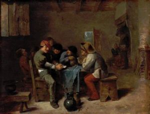 Peasants Playing Cards In A Tavern by Adriaen Brouwer