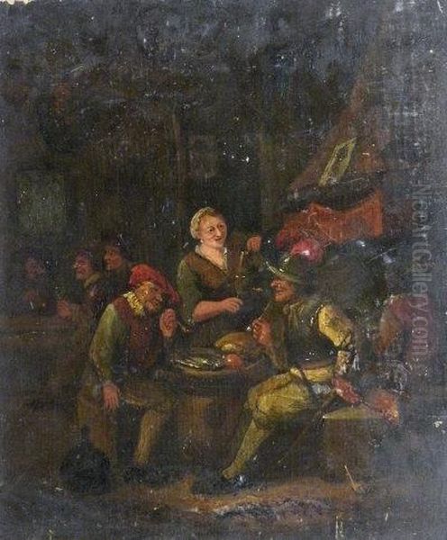 Figures Taking Refreshment In A Tavern Interior - view 1