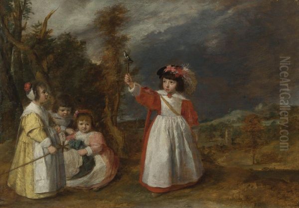 Young Children At Play In A Landscape - view 1