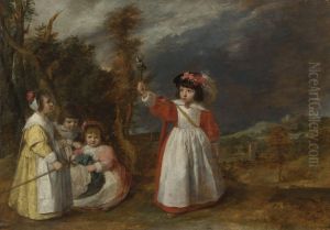 Young Children At Play In A Landscape by Adriaen Brouwer