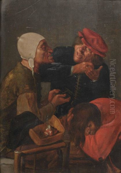 Three Men Delousing In An Interior - view 1