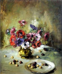 Nature Morte Aux Pensees Et Aux Cerises