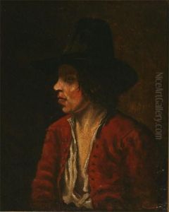 Portrait Of A Boy With Hat In Profile by Jules Brouwers