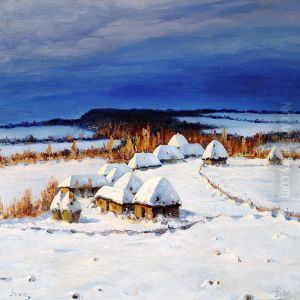 Moonlight Over A Winter Landscape by Jakov Ivanovic Brovar