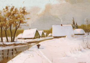 Winter Village by Jakov Ivanovic Brovar