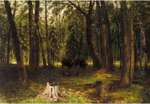 Bison In The Woods by Jakov Ivanovic Brovar