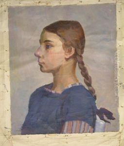 Portrait Of A Girl In A Blue Dress by Anna Wood Brown