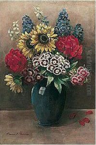 Sunflower, Geranium, Sweet William And Delphinium; Anemomies by Davina F. Brown