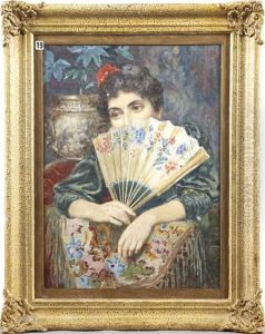 Spanish Girl With Fan by George Henry Alan Brown