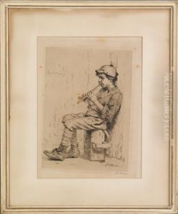 A Boy Playing The Flute by John George Brown