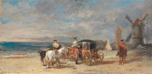 Bord De Mer Avec Une Diligence