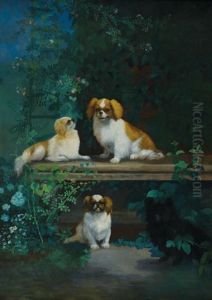 Three King Charles Spaniels by Joseph Randolph Brown