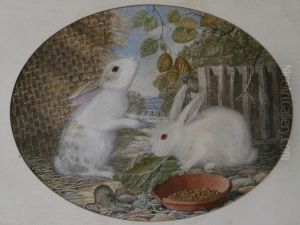 Two White Rabbits And Mouse