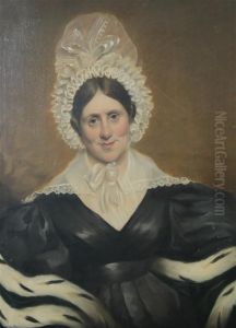 Half-length Portrait Of A Lady Wearing A Lace Cap And Ermine Stole by R.W. Brown