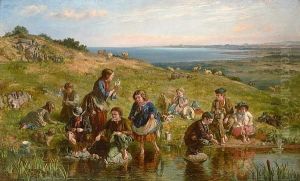 The Minnow Gleaners At Arthur's Seat, Edinburgh by Thomas Austen Brown
