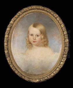"portrait Of A Yong Girl With Blonde Ringlets" by William Garl Brown