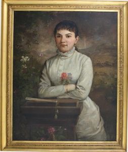Young Lady With Flowers And Fan by William Garl Brown