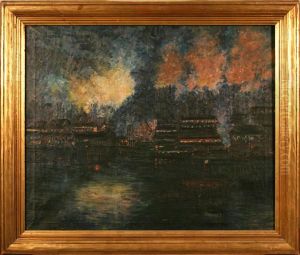 Night Steel Mill Scene On The Monongahela by William Todd Brown