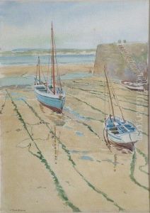 Low Tide, St. Ives Harbour. by William Todd Brown