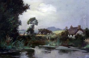 Sunny Cottage, Poltesea Valley, Cornwall by Alfred J. Warne Browne